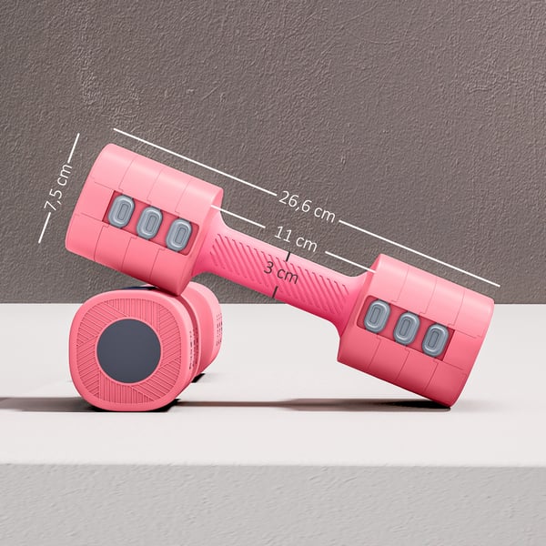 Håndvægtsæt, Justerbar vægt, 26.6x7.5x7.5 cm, Pink, Metal