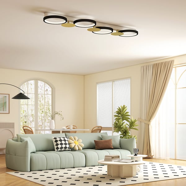 Loftlampe, LED, 100x31x7 cm, Sort Guld, Stål Silikone
