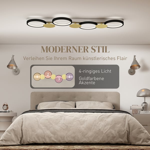 Loftlampe, LED, 100x31x7 cm, Sort Guld, Stål Silikone