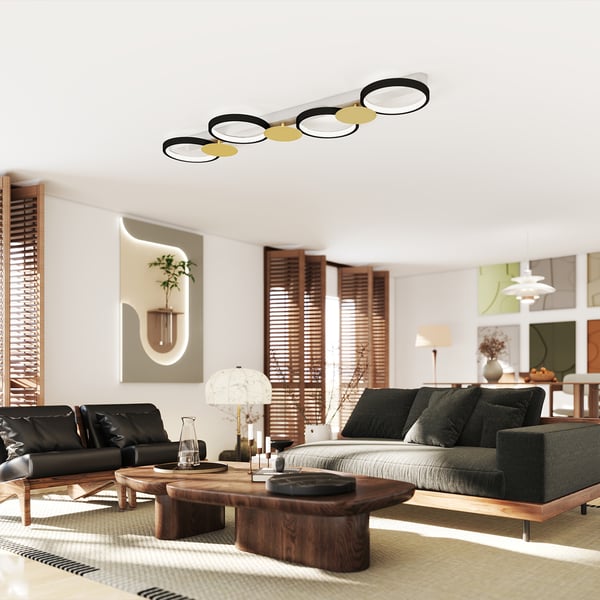 Loftlampe, LED, 100x31x7 cm, Sort Guld, Stål Silikone