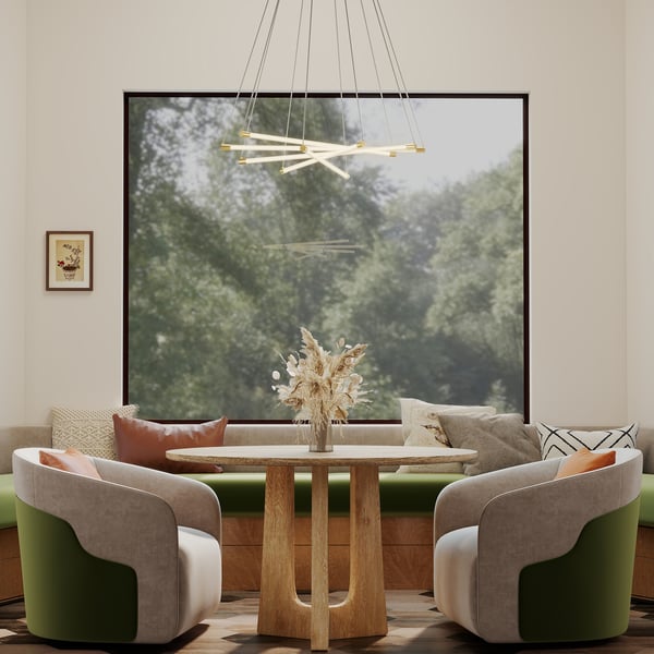 Loftlampe, LED 50W, 82x124 cm, Guld, Justerbar