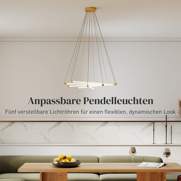 Loftlampe, LED 50W, 82x124 cm, Guld, Justerbar