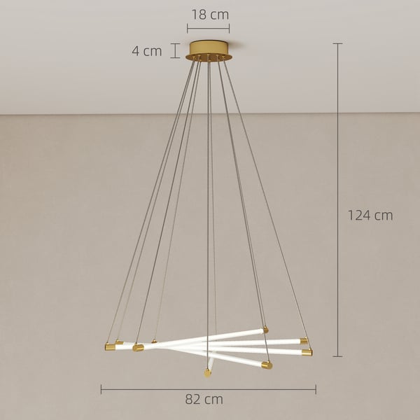 Loftlampe, LED 50W, 82x124 cm, Guld, Justerbar