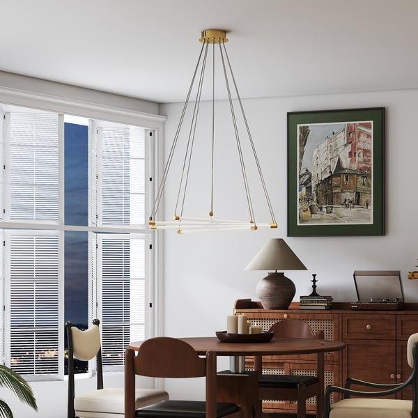 Loftlampe, LED 50W, 82x124 cm, Guld, Justerbar
