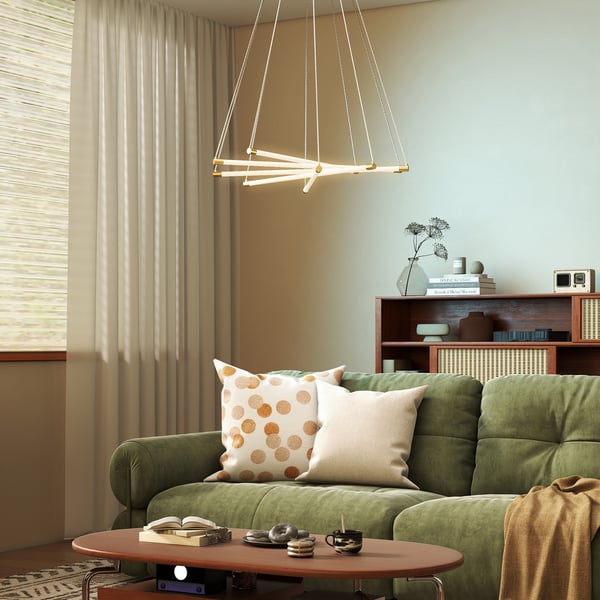 Loftlampe, LED 50W, 82x124 cm, Guld, Justerbar