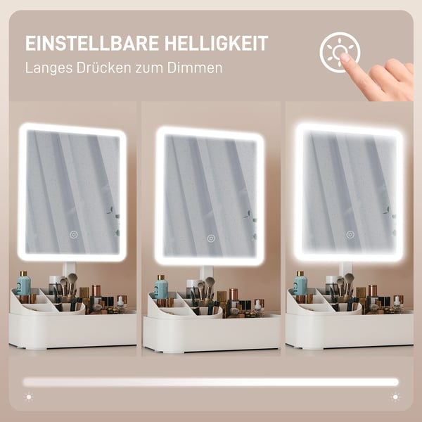 Makeupspejl, 22x13,8x38 cm, Hvid, LED-belysning