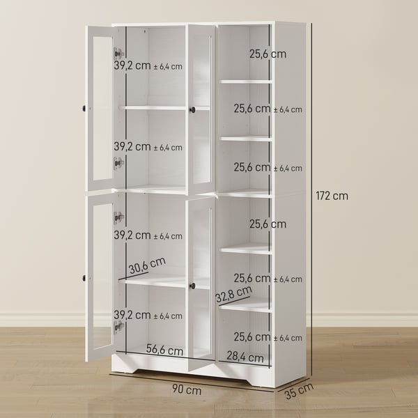 Køkkenskab, 90x35x172 cm, Hvid, MDF
