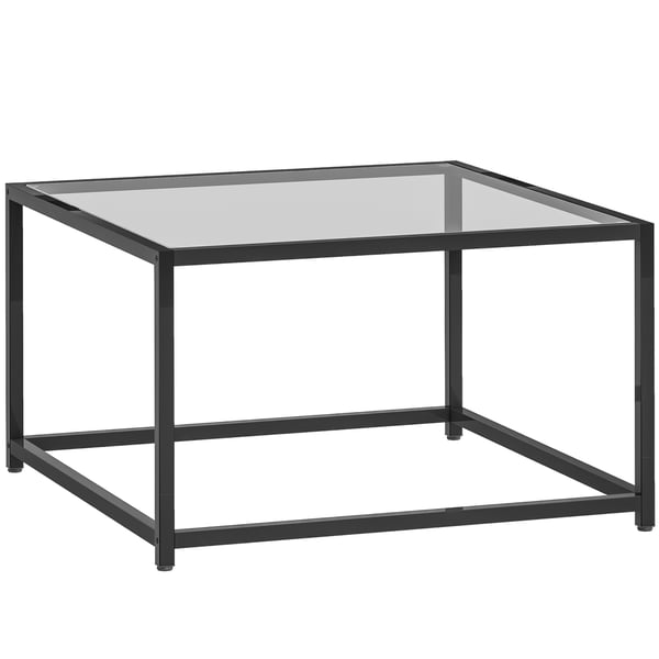 Sidebord, 68x68x39 cm, Sort, Hærdet glas og stål