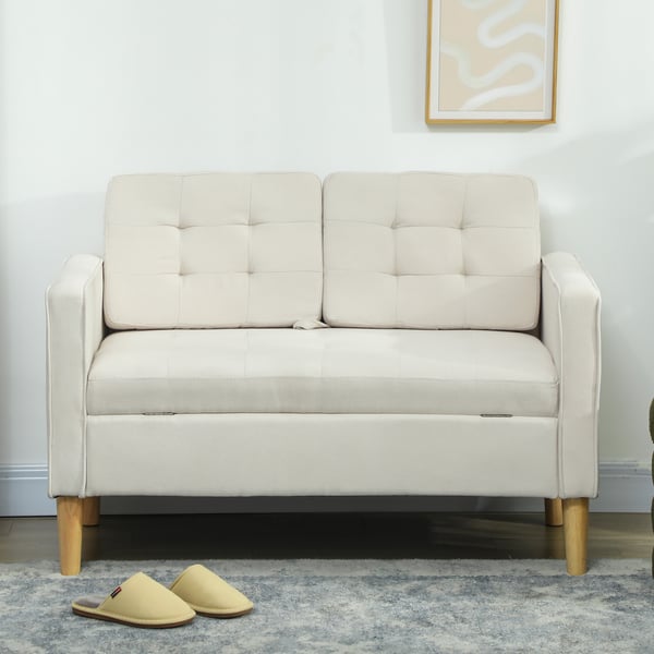 Tvåsitssoffa 117x62x78 cm krämvit, förvaring