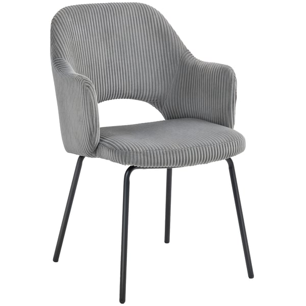 Spisestol, muslingeformet, 57x62,5x85,5 cm, grå, snorpolstring