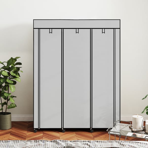Stofgarderobe, 125x43x162,5 cm, Grå, Opbevaring