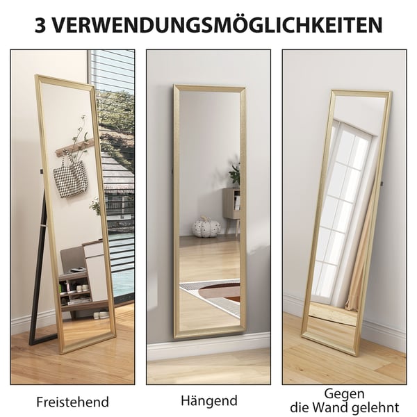 Fuld længde spejl, 160x50 cm, guld, metalramme