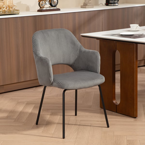 Spisestol, muslingeformet, 57x62,5x85,5 cm, grå, snorpolstring