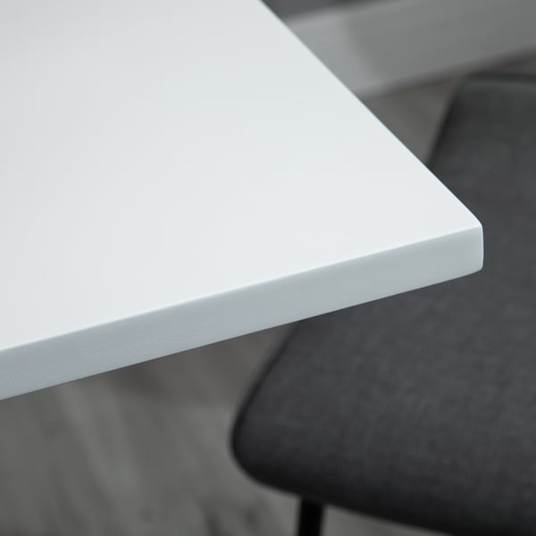 Barbord, 60x60x69-91 cm, Hvid, Justerbar Metal