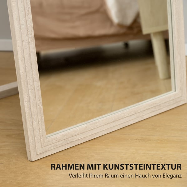 Fuld længde spejl, 160x50 cm, Hvid, Sikkerhedsglas