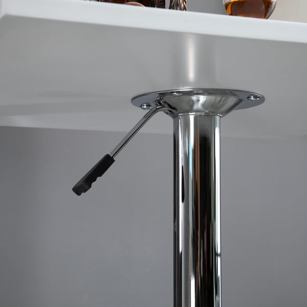 Barbord, 60x60x69-91 cm, Hvid, Justerbar Metal