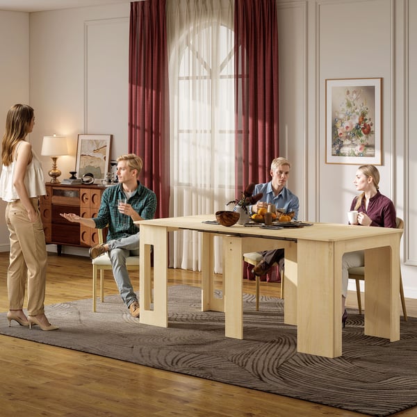 Spisebord, Udtrækkeligt sammenklappeligt køkkenbord, 60-180x85x75 cm, Natur, Træ