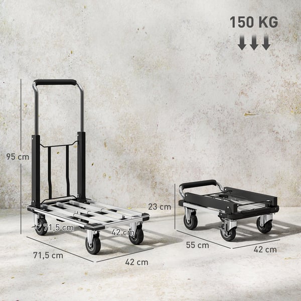 Sammenklappelig sækkevogn 71,5x42x95 cm Sort, Metal