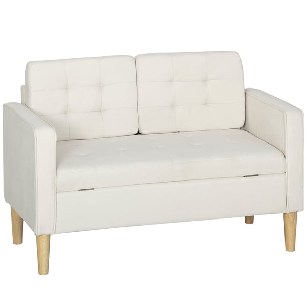 To-personers sofa 117x62x78 cm cremehvid, opbevaring