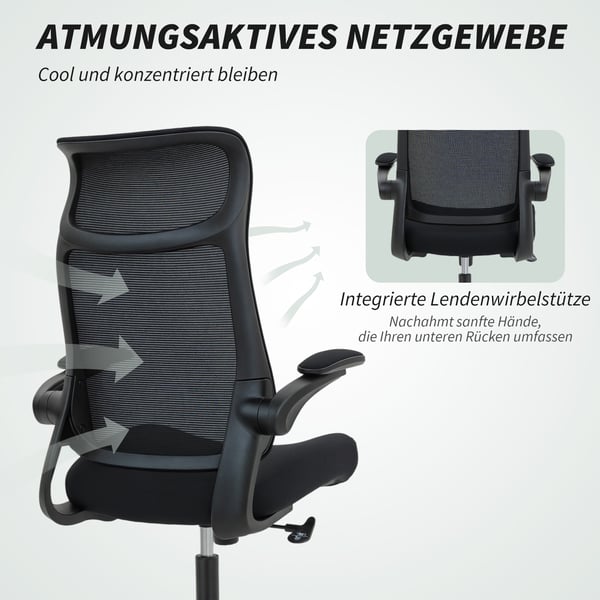 Toimistotuoli, 64x65x108-118 cm, musta, verkko