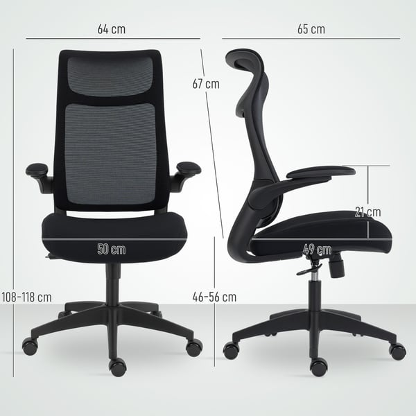 Toimistotuoli, 64x65x108-118 cm, musta, verkko
