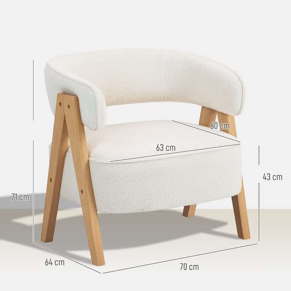 Nojatuoli, 70x64x71 cm, Valkoinen, Fleece-verhoilu
