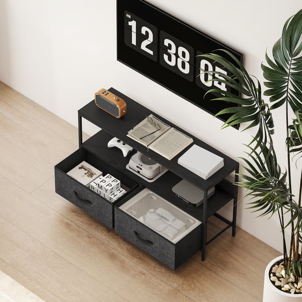TV-bord, 98x29x56 cm, Sort, Opbevaring