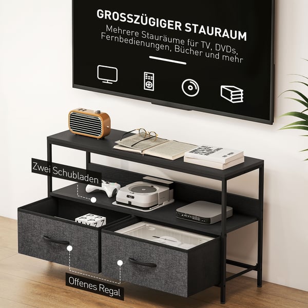 TV-bord, 98x29x56 cm, Sort, Opbevaring