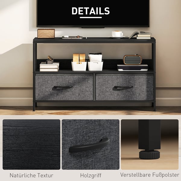 TV-bord, 98x29x56 cm, Sort, Opbevaring