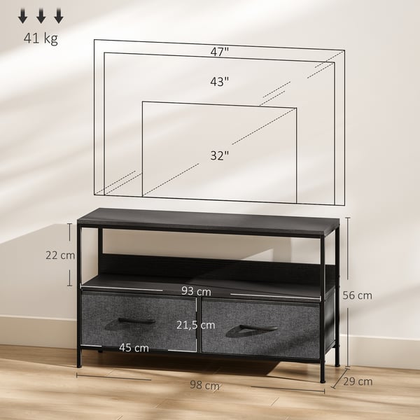 TV-bord, 98x29x56 cm, Sort, Opbevaring