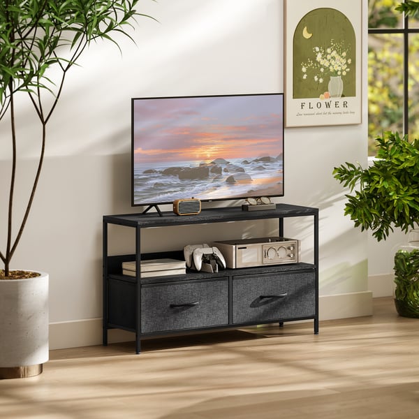 TV-bord, 98x29x56 cm, Sort, Opbevaring