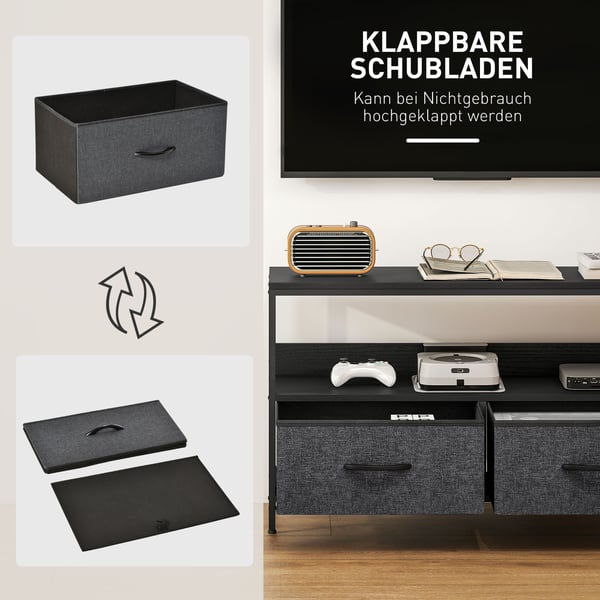 TV-bord, 98x29x56 cm, Sort, Opbevaring
