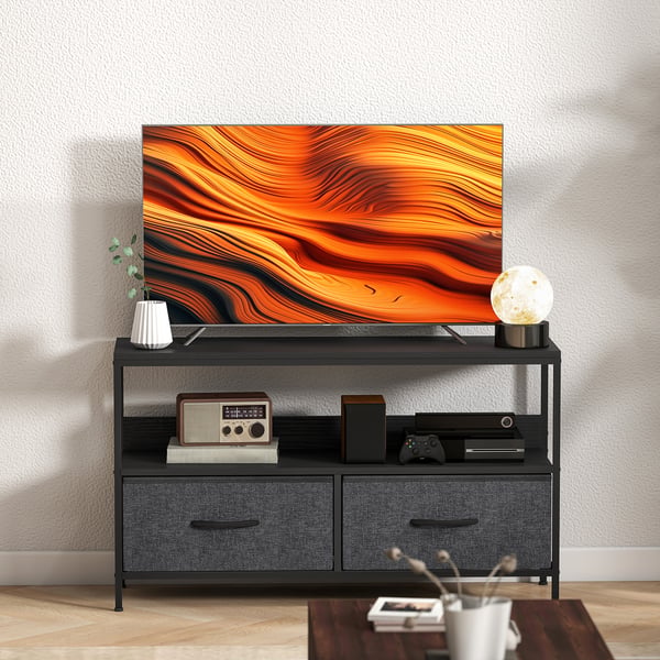 TV-bord, 98x29x56 cm, Sort, Opbevaring