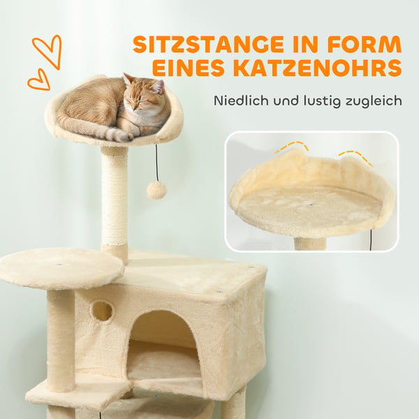 Klatretræ til kat, 48x48x140 cm, Beige, Sisal