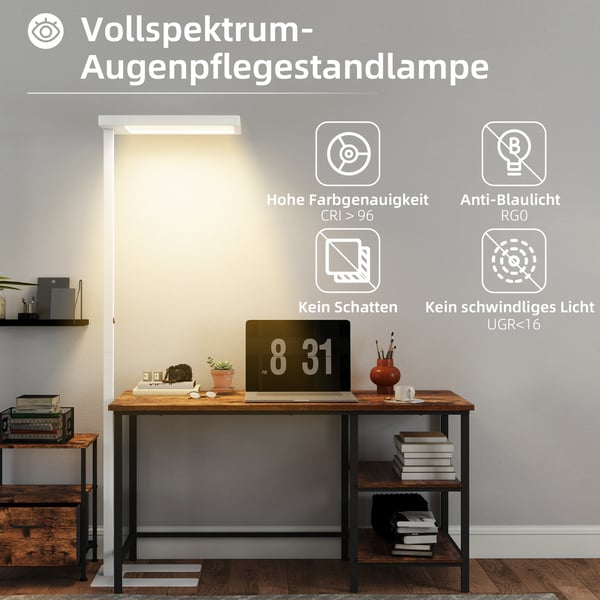 Gulvlampe, 60x32x196 cm, Hvid, Metal Plast