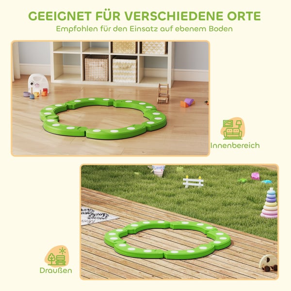 Balancebom, 6 buede segmenter, 48,5x12,5x7 cm, grøn, plast