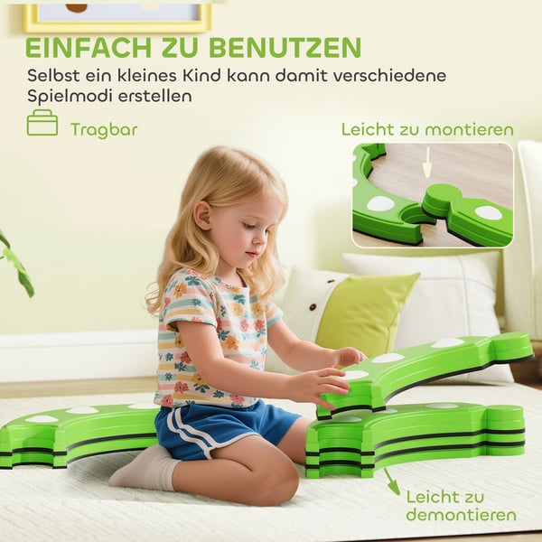 Balancebom, 6 buede segmenter, 48,5x12,5x7 cm, grøn, plast
