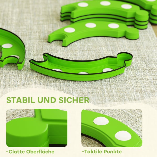 Balancebom, 6 buede segmenter, 48,5x12,5x7 cm, grøn, plast