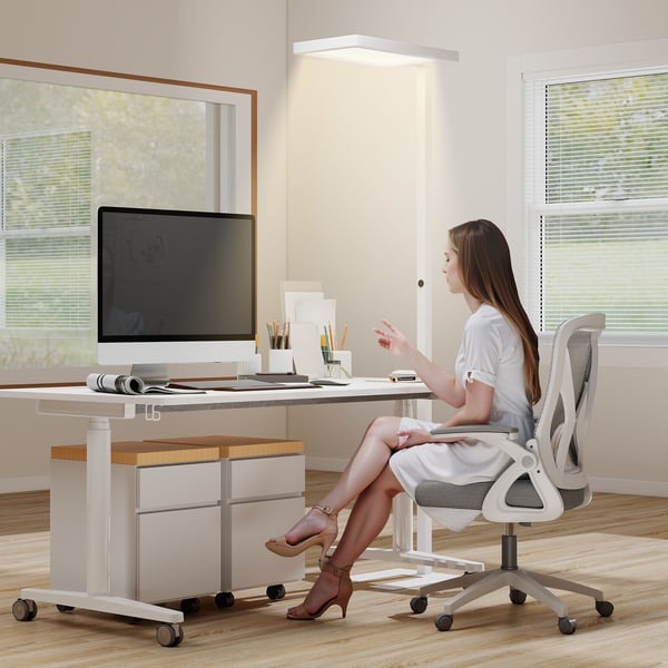 Gulvlampe, 60x32x196 cm, Hvid, Metal Plast
