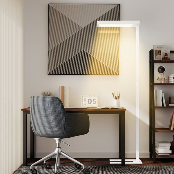 Gulvlampe, 60x32x196 cm, Hvid, Metal Plast