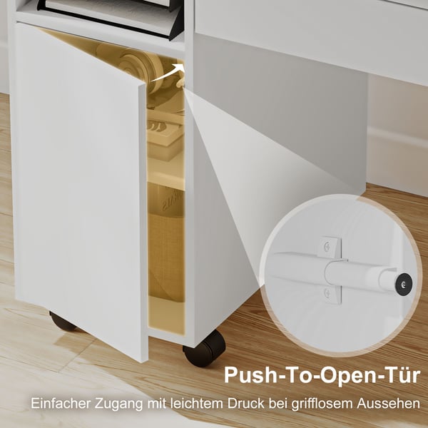 Computerskrivebord, 130x58x73,2 cm, Hvid, Sammenklappelig Opbevaring
