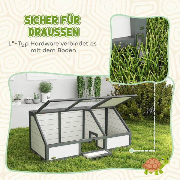 Skildpaddebur 120x55x50 cm Hvid, træ og stål