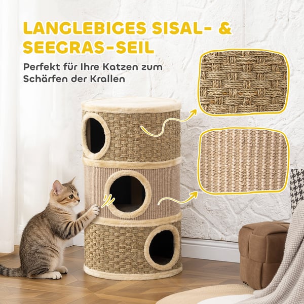 Kattekradsetønde, 45x45x79 cm, khaki, sisal