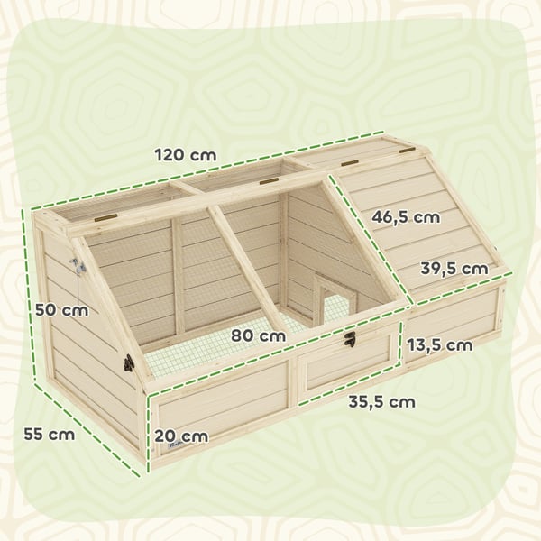 Skildpaddeindhegning, 120x55x50 cm, naturtræ