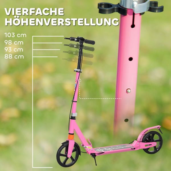 Børneløbehjul 94x36x88-103 cm Pink, justerbar, sammenklappelig