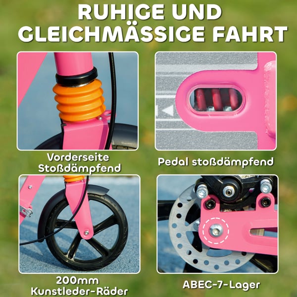 Børneløbehjul 94x36x88-103 cm Pink, justerbar, sammenklappelig
