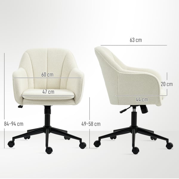 Kontorstol, 60x63x84-94 cm, Beige, Stof