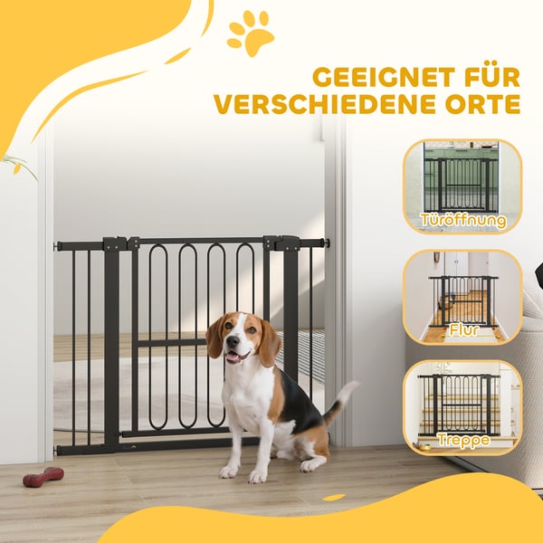 Hundegitter, 76-104x76 cm, Sort, Stål og plast