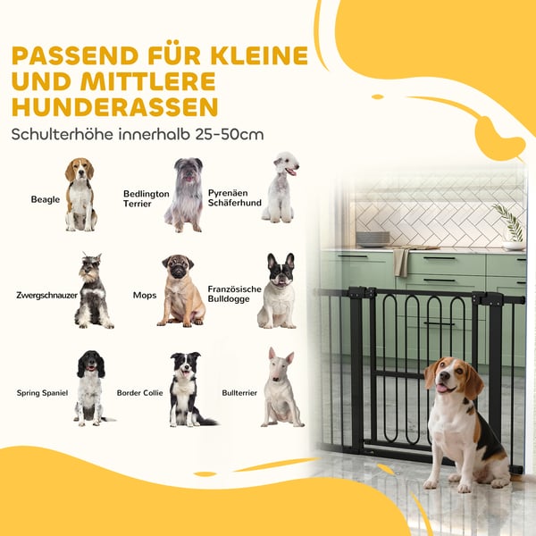 Hundegitter, 76-104x76 cm, Sort, Stål og plast