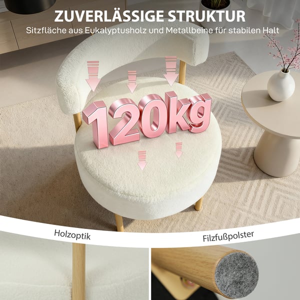 Lounge Stol 67x67x71 cm Hvid, Sherpa-Fleece polstring